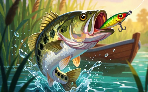 Springender Fisch mit Wasserfont&auml;ne als Thumbnail f&uuml;r Big Bass Splash von Pragmatic Play