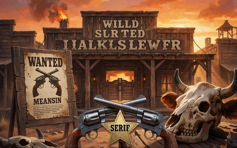 Wildwest-Motiv mit Revolvern und Sheriffstern als Thumbnail f&uuml;r den Slot Dead or Alive 2 von NetEnt